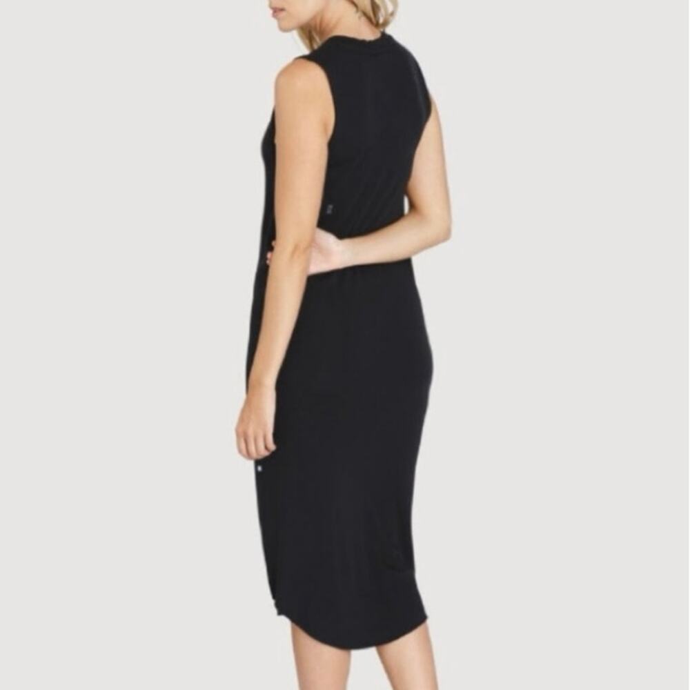 Kit & Ace Goodfeels Brushed Knit Midi Dress‎ Size M Black Sleeveless Minimalist - Picture 3 of 10
